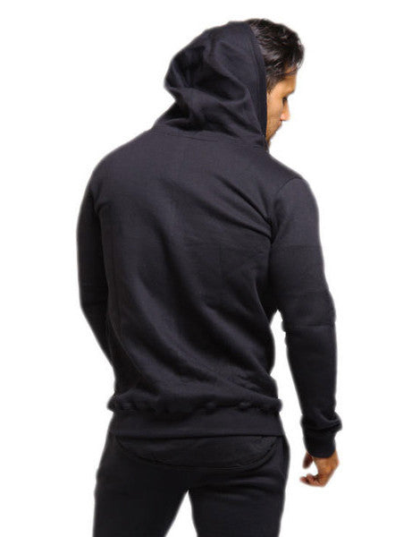 Black Zipped Hooded Top