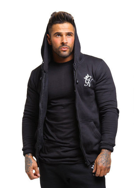 Black Zipped Hooded Top