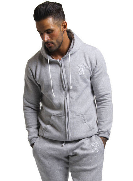 Grey Zipped Hooded Top