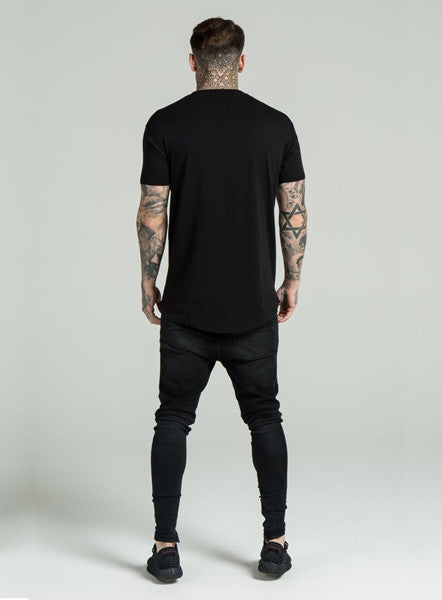 Black Curved Hem Tee