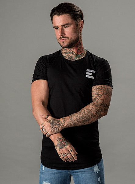 Sub Black Curve Hem Logo Tee