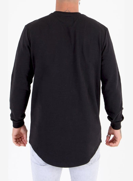 Black Curved Hem Sweater