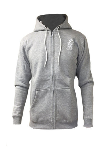 Grey Zipped Hooded Top