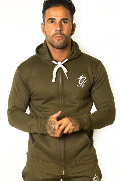 Khaki Zip Hooded Top