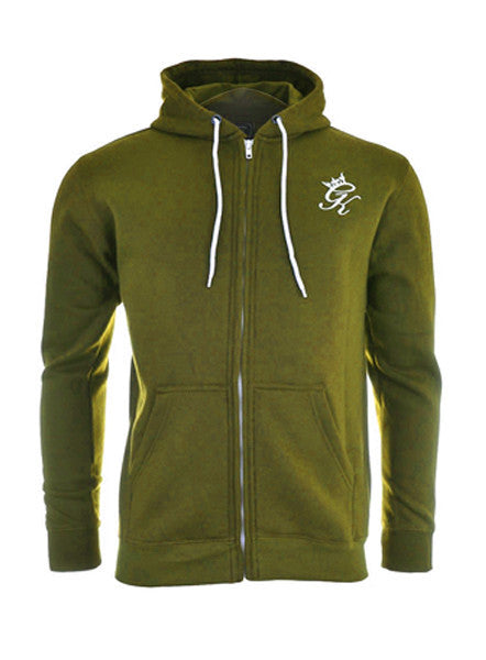 Khaki Zip Hooded Top