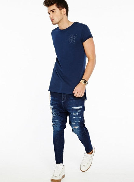 Dark Blue Distress Jeans