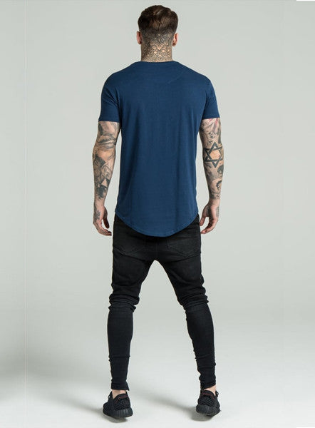 Navy Curved Hem Tee