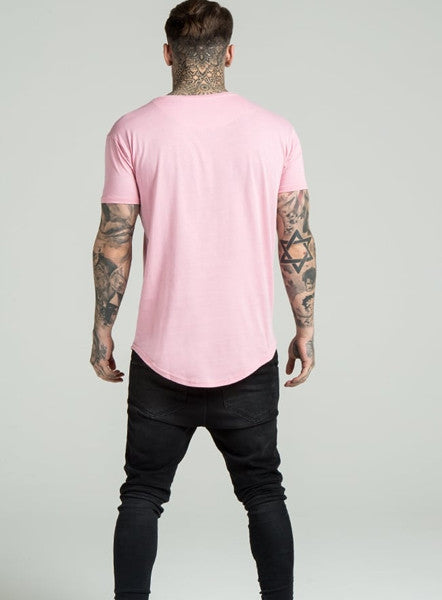 Pink Wash Curved Hem Tee