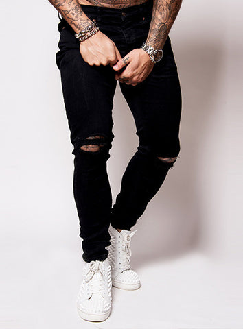 Black Rip Repair Skinny Jeans