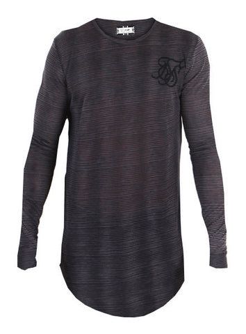 Sik Silk Black L/S Burnout Stripe