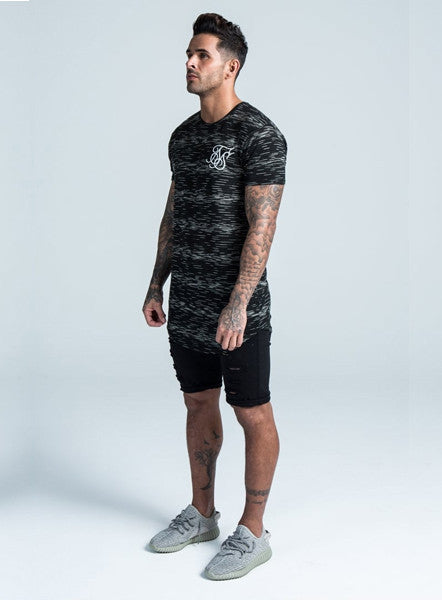 Black Digital Curved Hem Tee