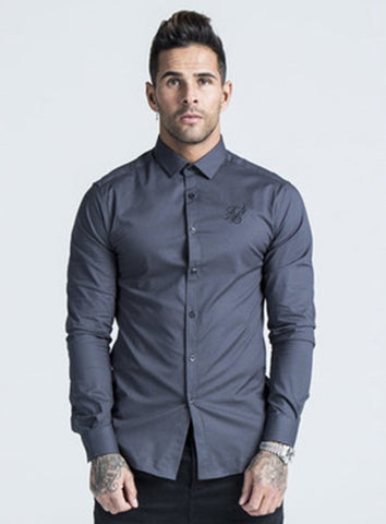 Sik Silk Cotton Stretch Shirt - Dark Grey