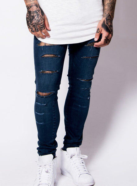 Blue Wash Ripped Skinny Jean