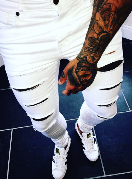 White Ultra Ripped Skinny Jeans