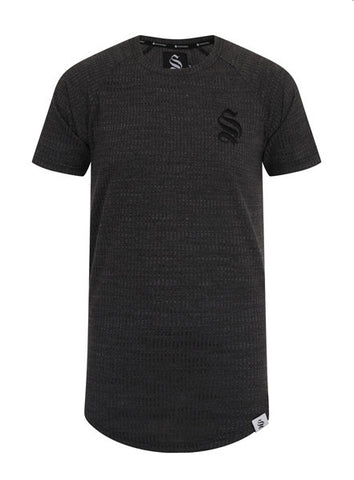 Charcoal Curved Hem Rib T-shirt