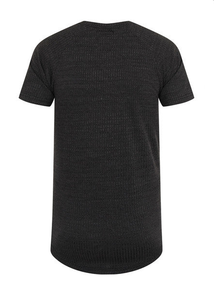 Charcoal Curved Hem Rib T-shirt